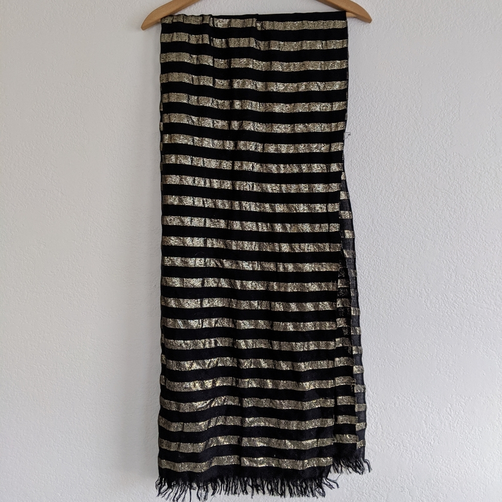 Black and Gold Striped Scarf